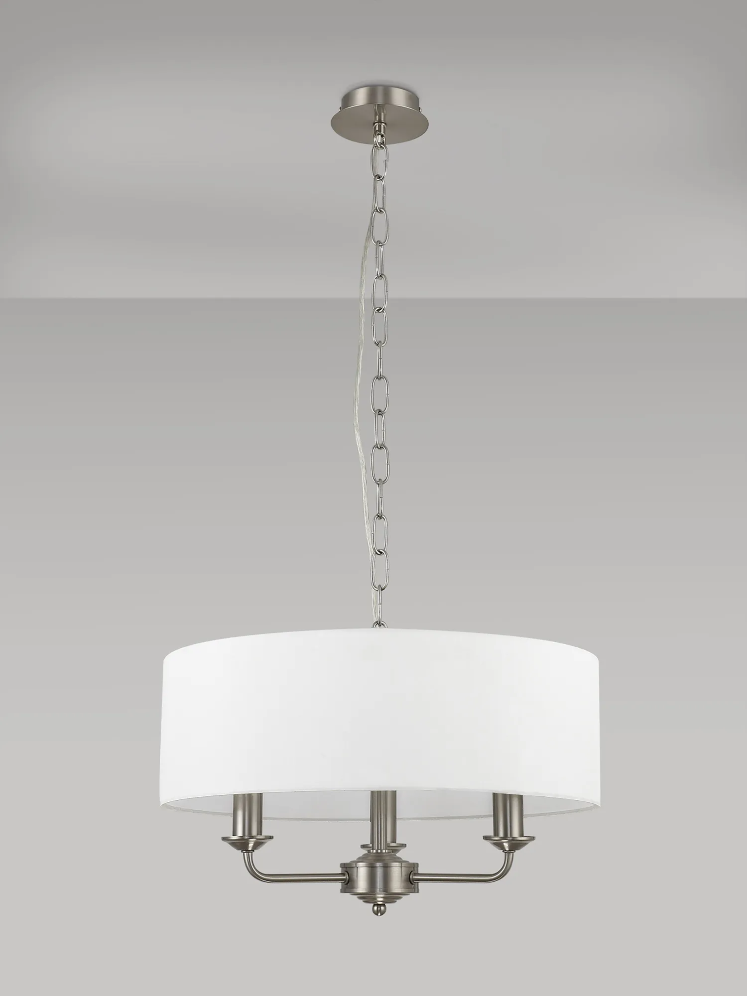 Banyan 45cm 3 Light Pendant Satin Nickel; White DK0053  Deco Banyan SN WH